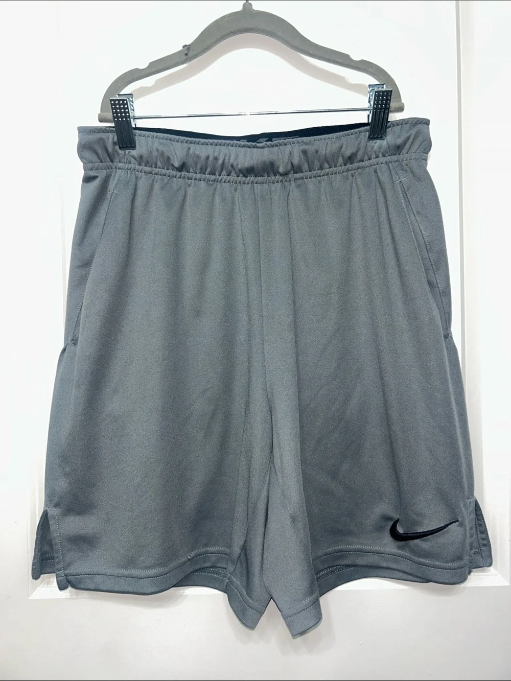 Nike Men’s Gray Athletic Shorts with Black Swoosh